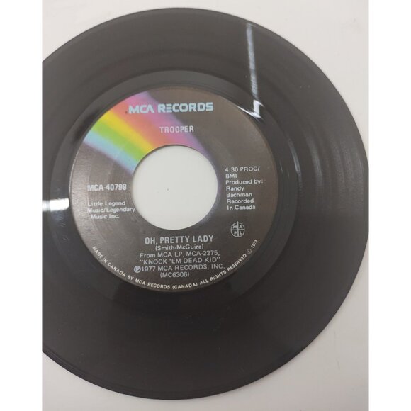 Trooper Oh Pretty Lady 7" 45 Vinyl Single 1977 Canada MCA-40799 - Picture 4 of 4